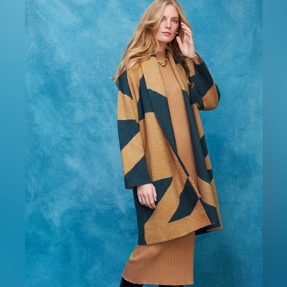 Misook Geometric Knit Oversized Open-Front Cardigan Sz L/XL - Picture 2 of 12